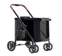 Dog Stroller Foldable Cart Carriage Pet Dog Strollers for Large Dogs, Folding Large Space Dog Pram Pushchair Luxury Multi Pet Travel Stroller Carrier for Cat Dog and More(Nero)