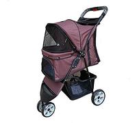 Dog Stroller Foldable Four-Wheeled Cat and Dog Universal Light Pet Stroller Load 10Kg Pet Stroller, GX-Wheelchair, Brown