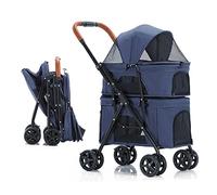 Dog Stroller Foldable Pet Stroller for 2 Dogs/Cats Double Cat Dog Stroller Doublelayer Pet Trolley Strollers Pushchair Great for Twin Or Multiple Breathable