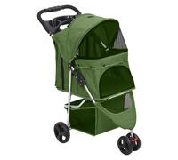 Dog Stroller Folding Green 300D Oxford Fabric Steel 80x46x98cm Portable w/CupHD