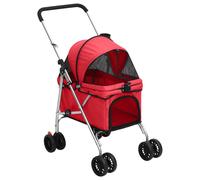 Dog Stroller Folding Red 76x50x100 cm 300D Oxford Fabric Steel Frame Portable HD
