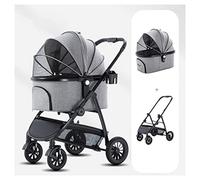 Dog Stroller for Large Dogs 44lb, Separable 2 in 1 Pet Strollers for Medium Small Dogs Travel Pram Pushchair, Luxury Cat Stroller Easy Fold with Storage Basket + Cup Holder (Color : Light Gray)