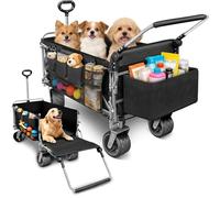 Dog Stroller for Large & Medium Dogs(20-360 lbs), Pet Stroller for 1-7 Small Dogs, Collapsible Dog Wagon Cart Foldable w/Ramp, Storage Basket, Heavy Duty Folding Beach Wagon Cart for Grocery, Camping