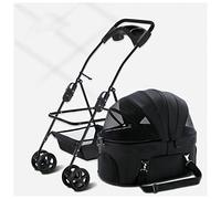 Dog Stroller for Medium Dogs Carriage Stroller for Cats/Dogs Pet/Cat/Dog Strollers Pram Premium Pushchair Detachable Carrier Trolley with Cup Holder Rain (Grey a) (Black)