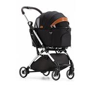 Dog Stroller for Medium Dogs Separable Dog Prams Pushchairs for Small Mediun Dogs / 2 Cats Pet Carrier Trolley Aluminum Bracket Travel Cart Carriage with Rain (Black) (Black)