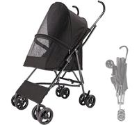 Dog Stroller for Small Dogs & Cats Lightweight Umbrella Pet Buggy up to 10kg Breathable Design No Assembly Required Black Pet Cart for Easy Travel