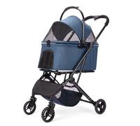 Dog Stroller for Small Dogs Cats, Pet Stroller with Adjustable Canopy, Detachable Basket, 360° Swivel Wheels & Brake for Outdoor Jogging Walking Travel (Navy)