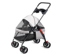 Dog Stroller for Small Medium Dogs, Foldable Pet Pushchair with Adjustable Canopy, Mesh Window, Cup Holder, Lightweight 4-Wheel Dog Pram, Cat Dog Carrier for Travel up to 10kg