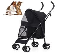 Dog Stroller Lightweight Foldable Pet Buggy for Small Medium Dogs and Cats Up to 10kg with Sun Protection and Mesh Window