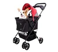 Dog Stroller Lightweight Pet Stroller Pet Supplies Travel Dog and Cat Stroller Foldable Outdoor Travel Dog and Cat Stroller Cat Stroller(Red)