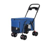 Dog Stroller Multifunctional Pet Stroller Outdoor Travel Dog Cart Portable Foldable Pet Stroller Dog Walking Cart Cat Stroller(Blue)