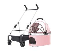 Dog Stroller Multifunctional Pet Stroller Outdoor Travel Large Dog Stroller Portable Foldable Pet Stroller Dog Walking Cart Cat Stroller(Pink)