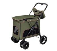 Dog Stroller Outdoor Dog And Cat Multi-pet Stroller For Medium And Large Dogs Outdoor Lightweight Folding Four-wheel Cat Stroller(Green)