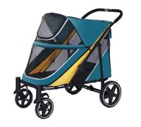 Dog Stroller Outdoor Multifunctional Pet Stroller, Lightweight And Foldable, Multiple Cats And Dogs Outdoor Stroller Cat Stroller(Green,B)