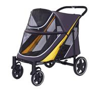 Dog Stroller Outdoor Multifunctional Pet Stroller, Lightweight And Foldable, Multiple Cats And Dogs Outdoor Stroller Cat Stroller(Yellow,B)