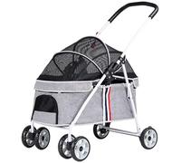 Dog Stroller Pet Carriers Jogger Strolling Cart Cats 4 Wheels Lightweight Folding Crate Stroller for Walks Jogging Camping (Gray(Grey))