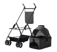 Dog Stroller Pet Cat and Dog Stroller, Dog and Cat Teddy Baby Stroller, Small Pet Stroller, Lightweight Dog Stroller Cat Stroller(Black,B)