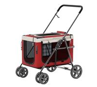 Dog Stroller Pet Separate And Convenient Puppy Stroller Foldable And Lightweight Material For Puppies And Kittens Cat Stroller(Red)