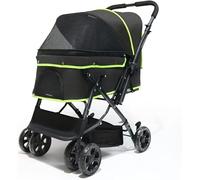 Dog Stroller Pet Stroller 4 Wheels Pet Strollers Strolling Cart Dog Cat Cage for Medium Small Dogs Cats Travel Folding Waterproof (Black)