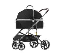 Dog Stroller Pet Stroller Aluminum Alloy Dog Stroller Dog PU Wheel Out Travel Bag Separate Portable Folding Pet Stroller Cat Stroller(Black)