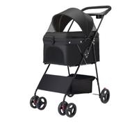 Dog Stroller Pet Stroller, Cat and Dog Stroller, Small and Medium-Sized Dog Stroller, Lightweight Foldable Dog Stroller Cat Stroller(Black,B)