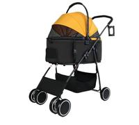 Dog Stroller Pet Stroller Cat Outing Stroller Lightweight Foldable Detachable Small And Medium-sized Pet Stroller Cat Stroller(Yellow,B)