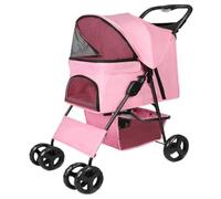 Dog Stroller Pet Stroller Dog Cat Teddy Stroller Outdoor Foldable Outdoor Small Lightweight Pet Stroller Stroller Cat Stroller(Pink,B)