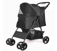 Dog Stroller Pet Stroller Dog Cat Teddy Stroller Outdoor Foldable Outdoor Small Lightweight Pet Stroller Stroller Cat Stroller(Black,B)