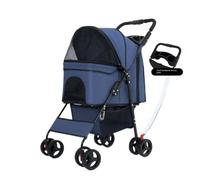 Dog Stroller Pet Stroller Dog Stroller Foldable Pet Stroller Easy Installation Folding Convenient Dinner Tray Dog Cart Cat Stroller(Blue)