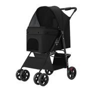 Dog Stroller Pet Stroller For Cats And Dogs, Teddy Corgi, Small And Medium-sized Stroller, Lightweight And Foldable Cat Stroller(Black,A)