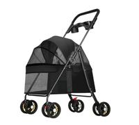 Dog Stroller Pet Stroller For Dogs And Cats, Lightweight Foldable And Detachable Outdoor Pet Stroller, Dog Walking Basket Cat Stroller(Black,A)