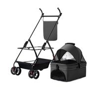 Dog Stroller Pet Stroller For Outings, Small Pull Cart, Puppy Stroller, Dog Walking Cart, Small, Lightweight, Foldable Cat Cat Stroller(Black,B)