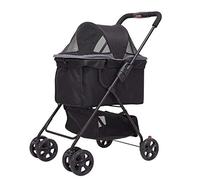 Dog Stroller pet Stroller for Small Medium Dog, Foldable cat Stroller Pushchair pram pet Buggy Jogger Travel Carrier Transporter pet Supplies, up to 15kg (Black)
