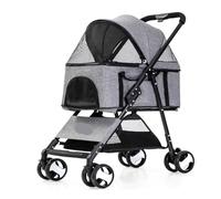 Dog Stroller Pet Stroller Four-Wheel Pet Stroller Folding Pet Stroller Lightweight Pet Stroller Outdoor Pet Stroller Cat Stroller(G,M)