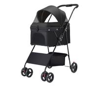 Dog Stroller Pet Stroller Lightweight Foldable Dog Stroller Cat Stroller Pet Stroller Dog Walking Corgi Teddy Dog Stroller Cat Stroller(Black,A)