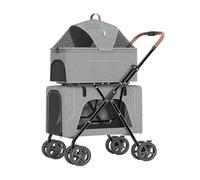 Dog Stroller Pet Stroller Lightweight Folding Double-Layer Pet Stroller Doggy Pet Detachable Separate Cat Cage Cart Cat Stroller(G)