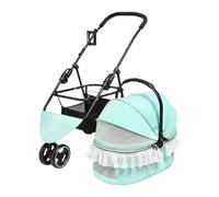 Dog Stroller Pet Stroller Lightweight Lace Decorated Cat And Dog Stroller Detachable Foldable Dual-purpose Pet Stroller Cat Stroller(Green)