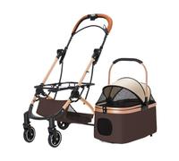Dog Stroller Pet Stroller, Multifunctional Pet Stroller, Outdoor Travel, Lightweight Dog Cart, Foldable Dog Stroller Cat Stroller(Brown)