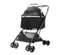 Dog Stroller Pet Stroller One-Touch Folding Basket Separation Trolley Cat and Dog Stroller Pet Stroller Dog Walking Cart Cat Stroller(Black)