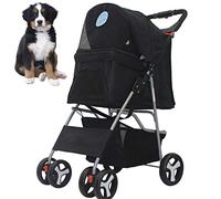 Dog Stroller, Pet Strollers for Small Medium Dogs & Cats, 4 Wheels Dog Jogging Stroller Folding Doggy Stroller with Storage Basket Traveling Strolling Cart,Black