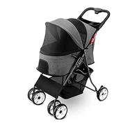 Dog Stroller Pet Strolling Cart for Medium Small Dogs Cats Carrier with Dog Leash Fence Lightweight Portable Easy Storage Pet Travel Walking Tool for 15 Kg / 33 LBS Kitten Puppy ( Color : Graey )