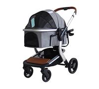 Dog Stroller Pets Strolling Cart Carriers for Small Dogs and Cats Doggie Strollers with Storage Basket and Removable Liner Easy One-Hand Folding (Blue) (Gray)
