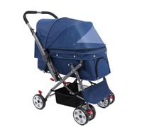 Dog Stroller Stroller Pet Stroller Four-wheel Multi-cat And Dog Foldable Stroller Outdoor Travel Supplies Cat Stroller(Blue,B)
