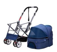 Dog Stroller Stroller Pet Stroller Four-wheel Multi-cat And Dog Foldable Stroller Outdoor Travel Supplies Cat Stroller(Blue,A)