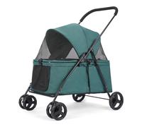 Dog Stroller with 4 Heavy Duty Wheels, Puppy Travel Carts, Foldable Pet Stroller with Adjustable Handle - Double Doggie Capacity Jogger Wagon with Back Front Door for Small Medium Dogs