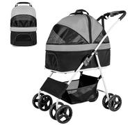 Dog Stroller with Detachable Carrier 3-in-1 Folding Pet Stroller for Small Medium Dogs Cats with Storage Basket Lightweight Dog Pram Cat Pram Pet Travel Carrier,Black