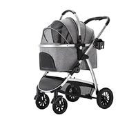 Dog Stroller with Storage Cup Holder, Folding Pet Stroller for Medium Large Dogs, Aluminum Alloy Frame Cat Pushchair - 3 in 1 Pet Strollers for Small Medium Dogs