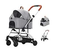 Dog Strollers Dog Stroller for Medium Dogs Easy One-Hand Fold Zipperless Entry Premium Pet Stroller Pushchair Cat Dog Pram Stroller with Detachable (Light Gray) (Light Gray)