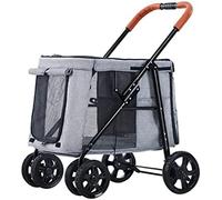 Dog Strollers for Large Dogs Premium Pet Pram Pushchair, Luxury Large Dog Stroller 4 Wheel Pet Gear Foldable Carrier Strolling Cart Pet Strollers for Cat, Dog and More,Grey a