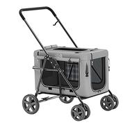 Dog Strollers for Small Dogs, Dog Pram Strolle for Dogs 2 Cats Puppy & Kitten, Foldable Travel Carrier Cart Pushchair Breathable Pram Pet Stroller for Cat, Dog and More(Gray a)